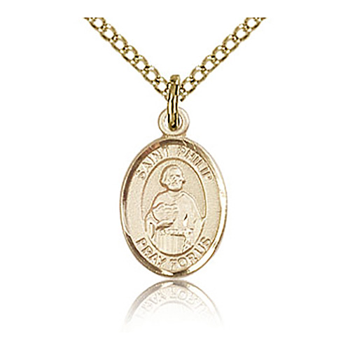 Gold Filled 1/2in St Philip the Apostle Charm & 18in Chain