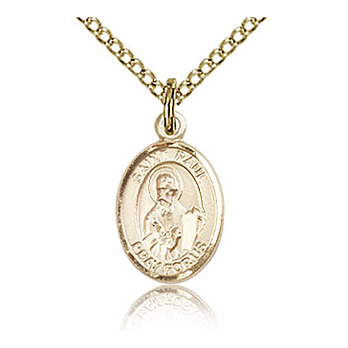 Gold Filled 1/2in St Paul the Apostle Charm & 18in Chain