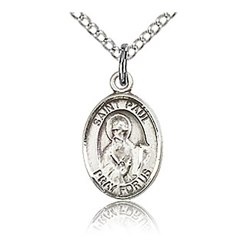 Sterling Silver 1/2in St Paul the Apostle Charm & 18in Chain