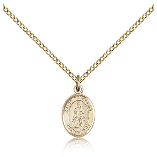 Gold Filled 1/2in St Peregrine Charm & 18in Chain