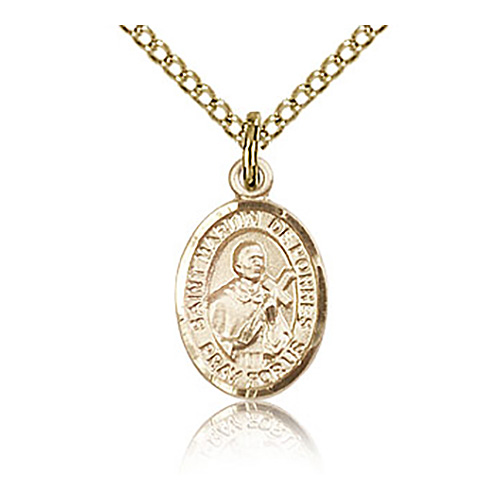 Gold Filled 1/2in St Martin de Porres Charm & 18in Chain