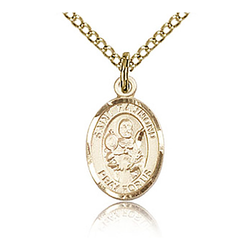 Gold Filled 1/2in St Raymond Charm & 18in Chain