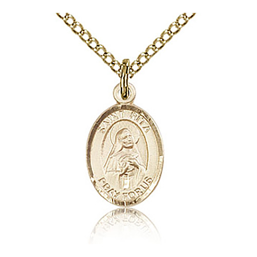 Gold Filled 1/2in St Rita Charm & 18in Chain