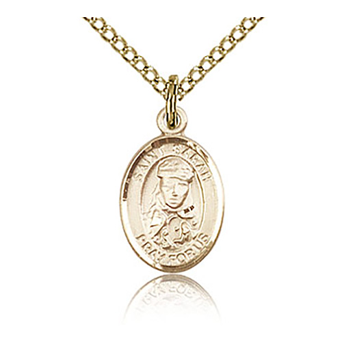 Gold Filled 1/2in St Sarah Charm & 18in Chain