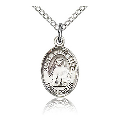 Sterling Silver 1/2in St Edith Charm & 18in Chain