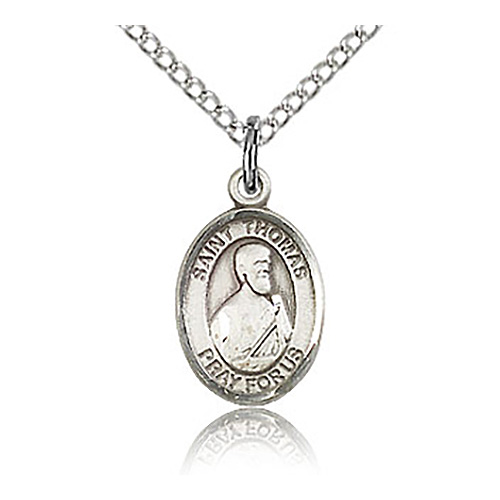 Sterling Silver 1/2in St Thomas the Apostle Charm & 18in Chain
