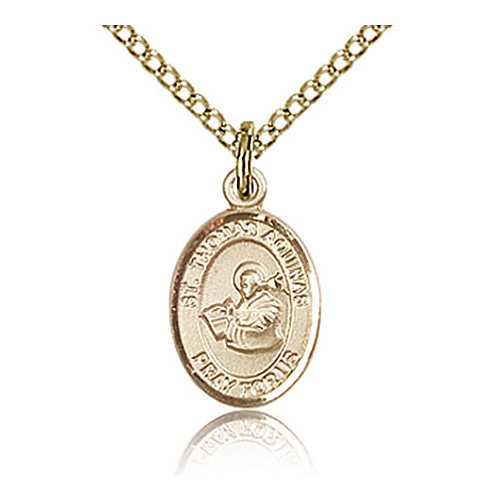 Gold Filled 1/2in St Thomas Aquinas Charm & 18in Chain