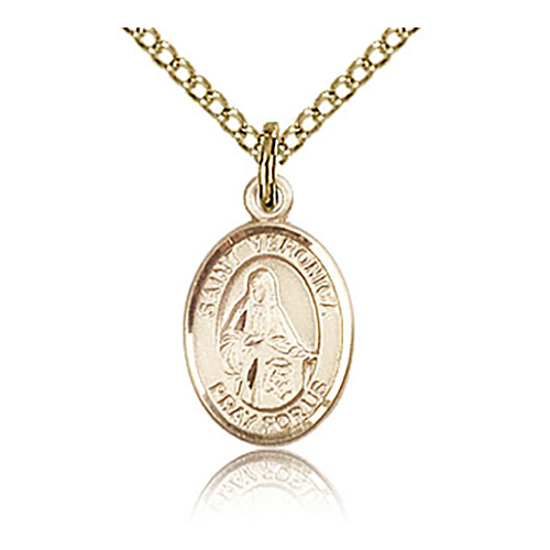 Gold Filled 1/2in St Veronica Charm & 18in Chain