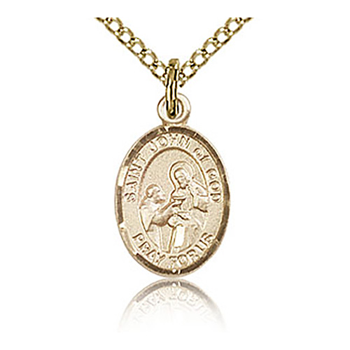 Gold Filled 1/2in St John of God Charm & 18in Chain