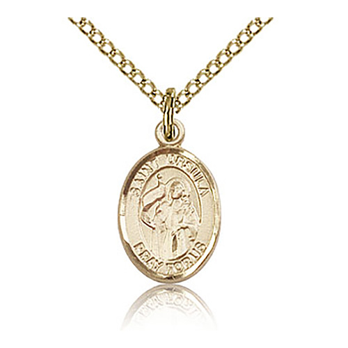 Gold Filled 1/2in St Ursula Charm & 18in Chain