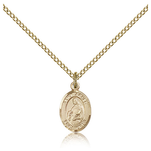 Gold Filled 1/2in St Agnes Charm & 18in Chain