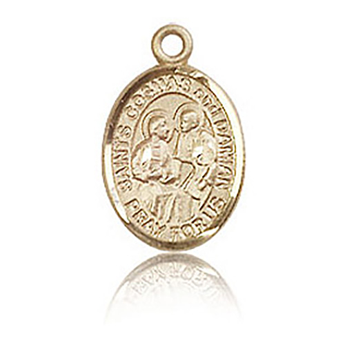 14kt Yellow Gold 1/2in St Cosmas and Damian Charm