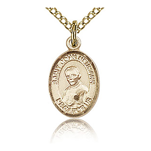 Gold Filled 1/2in St John Neumann Charm & 18in Chain