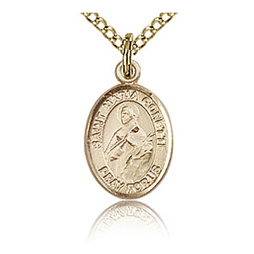 Gold Filled 1/2in St Maria Goretti Charm & 18in Chain