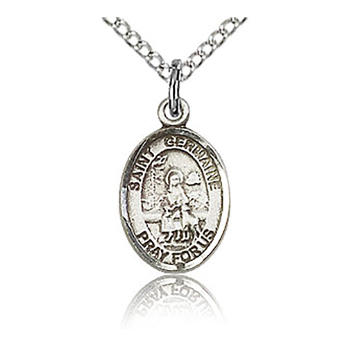 Sterling Silver 1/2in St Germaine Cousin Charm & 18in Chain