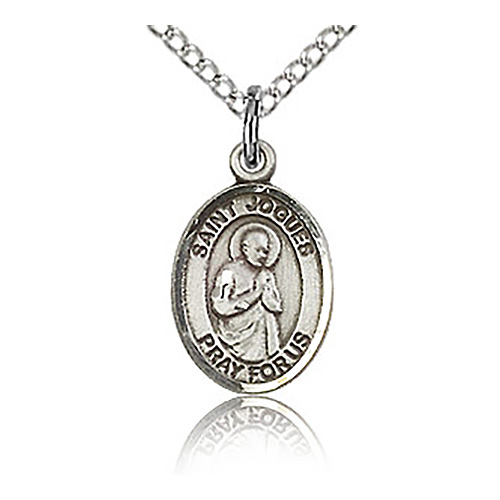 Sterling Silver 1/2in St Isaac Charm & 18in Chain