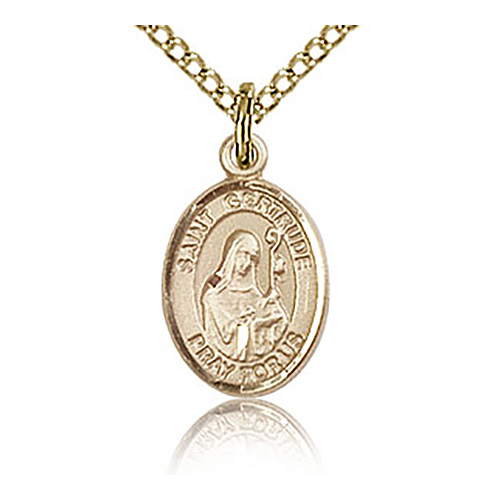 Gold Filled 1/2in St Gertrude Charm & 18in Chain
