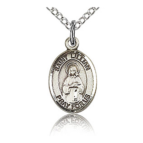 Sterling Silver 1/2in St Lillian Charm & 18in Chain