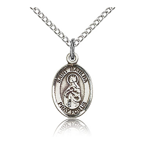 Sterling Silver 1/2in St Matilda Charm & 18in Chain