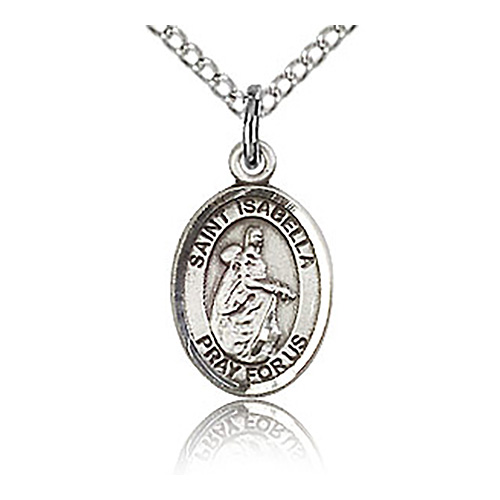Sterling Silver 1/2in St Isabella Charm & 18in Chain