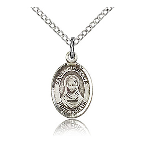 Sterling Silver 1/2in St Rebecca Charm & 18in Chain