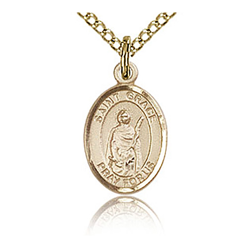 Gold Filled 1/2in St Grace Charm & 18in Chain
