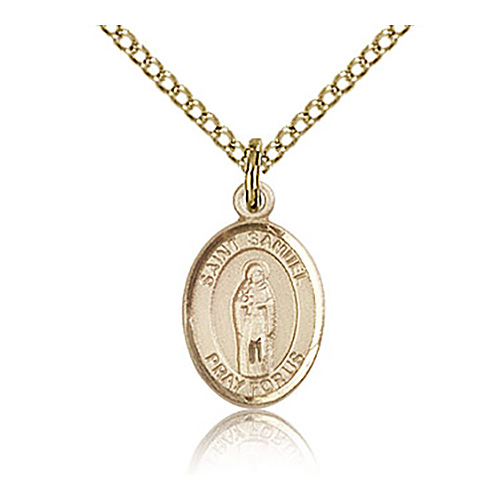Gold Filled 1/2in St Samuel Charm & 18in Chain