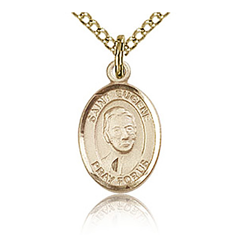 Gold Filled 1/2in St Eugene Charm & 18in Chain