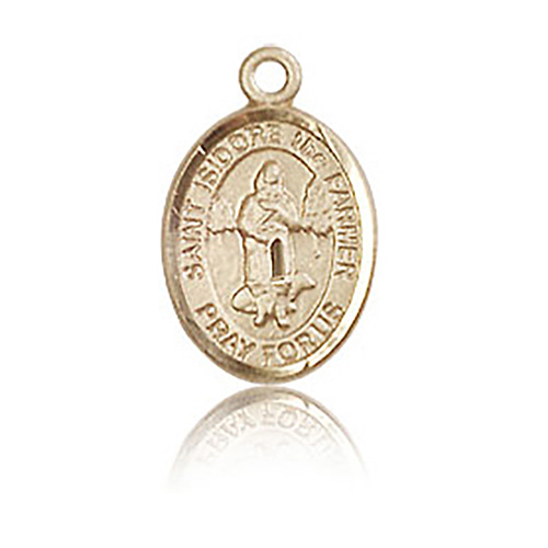 14kt Yellow Gold 1/2in St Isidore the Farmer Charm