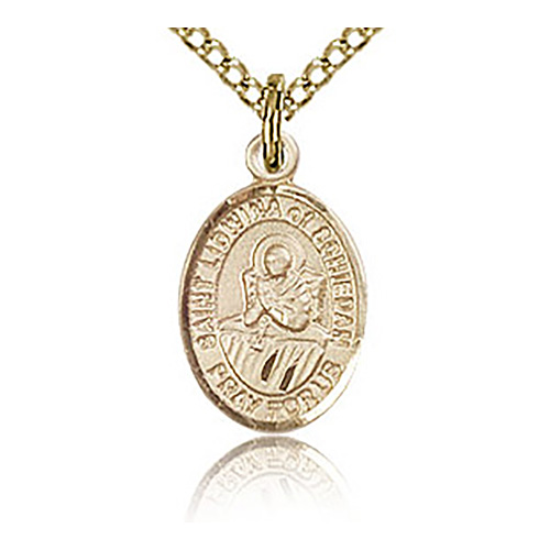 Gold Filled 1/2in St Lidwina of Schiedam Charm & 18in Chain