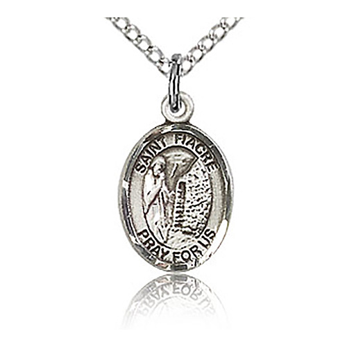 Sterling Silver 1/2in St Fiacre Charm & 18in Chain