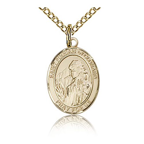 Gold Filled 1/2in St Finnian Charm & 18in Chain