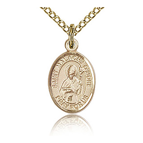 Gold Filled 1/2in St Malachy O'More Charm & 18in Chain
