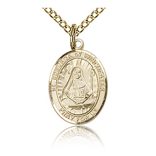 Gold Filled 1/2in St Edburga Charm & 18in Chain