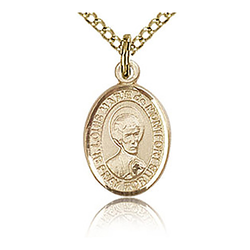 Gold Filled 1/2in St Louis de Montfort Charm & 18in Chain