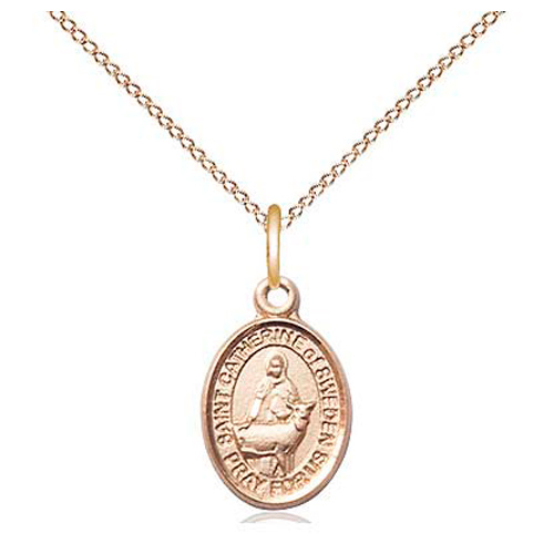 Gold Filled 1/2in St Catherine of Sweden Charm & 18in Chain