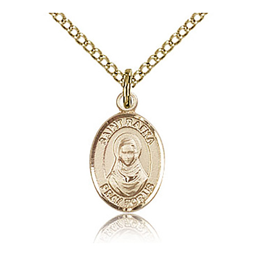 Gold Filled 1/2in St Rafka Charm & 18in Chain