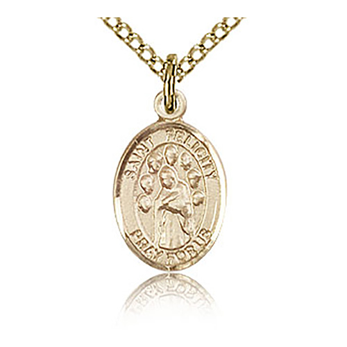 Gold Filled 1/2in St Felicity Charm & 18in Chain