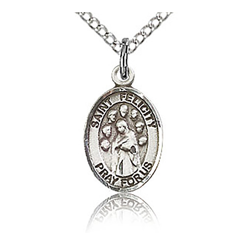 Sterling Silver 1/2in St Felicity Charm & 18in Chain