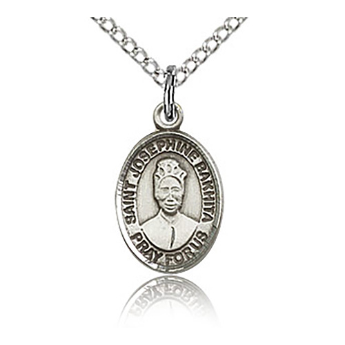 Sterling Silver 1/2in St Josephine Bakhita Charm & 18in Chain
