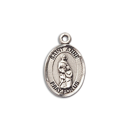 Sterling Silver 1/2in St Anne Charm & 18in Chain