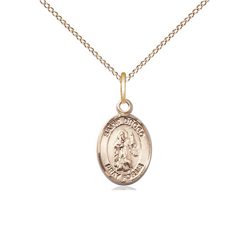 Gold Filled 1/2in St Drogo Charm & 18in Chain