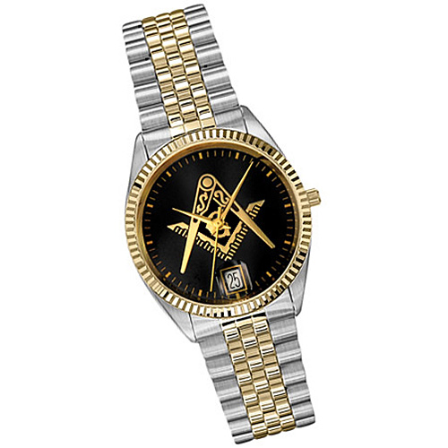 Masonic Watch Black Dial & Two-Tone Steel Bracelet