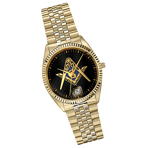 Masonic Watch Black Dial & Steel Bracelet
