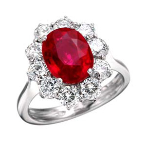 3.70 CT TW Created Ruby and Moissanite Ring