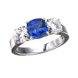 2.9 CT TW Created Sapphire and Moissanite Ring