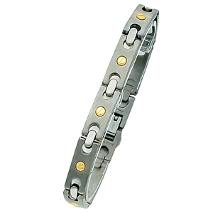8 to 8 3/4in Titanium Bracelet with Gold Accents