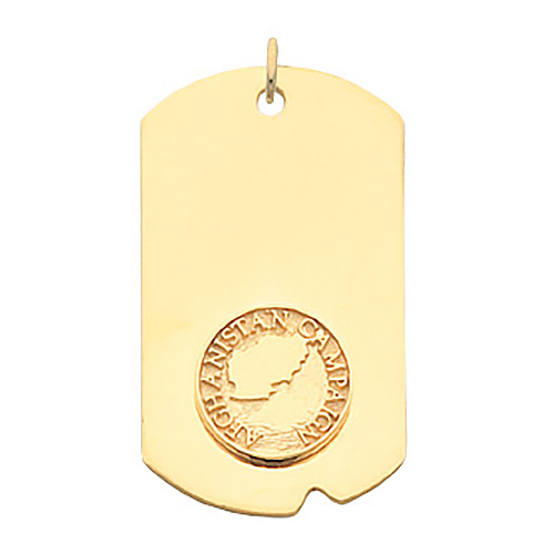 2in Afghanistan Campaign Dog Tag - Yellow Gold Plated
