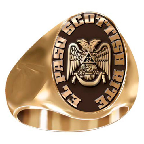 Artisan Scottish Rite 32nd Degree Ring 14kt Yellow Gold