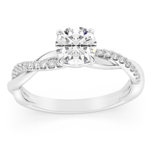 1.13 ct tw Lab Grown Diamond Twist Engagement Ring F / VS1 in 14k White Gold